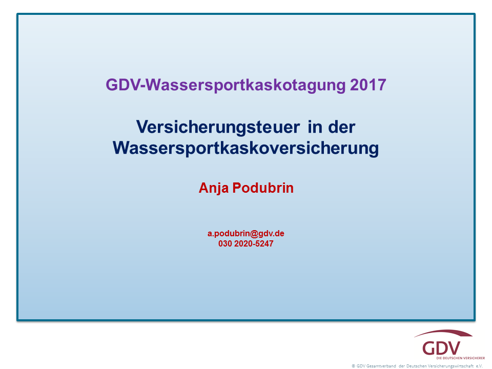 Versicherungsteuer in der Wassersportkaskoversicherung