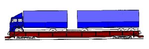 RoLa: Lastzug auf einem Niederflurwagen